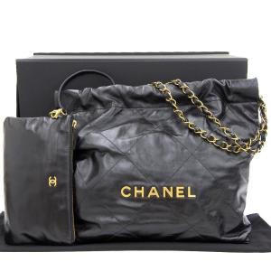 シャネル CHANEL シャネル22 スモール チェーンショルダーバッグ シャイニーカーフ ブラック 黒 AS3260 本物保証 箱・布袋付 超美品｜shop-takashimaya7