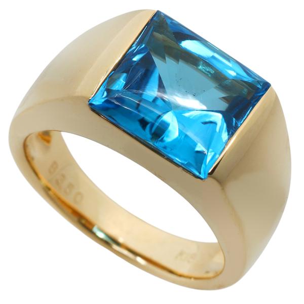 リング 指輪 約10.5g K18YG ブルートパーズ 3.50ct 約12号 3ct up 3カラ...