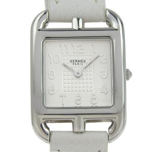 エルメス HERMES ケープコッド CC1 210 □R刻印 白文字盤 SS/レザー 33mm×23mm クォーツ レディース 腕時計 本物保証 布袋付 新品同様
