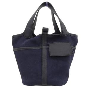 エルメス HERMES ピコタンロック カーゴ PM 18 Z刻印 ハンドバッグ トワルゴエラン×スイフト ブルーマリン 本物保証