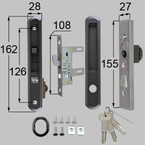 玄関ドア 引戸部品 鍵交換 自分で リクシル トステム 純正品 取替シリンダー 引手内外錠・召合せ外錠セット L1Y49 ブラック｜shop-to