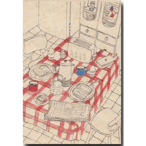 和道楽 ペン画ポストカード 食卓の青春 懐かしい絵葉書