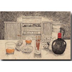 和道楽 ペン画ポストカード オンザロックの青春 懐かしい絵葉書