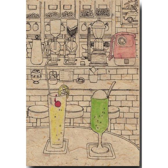 ペン画ポストカード 純喫茶の青春 懐かしい絵葉書