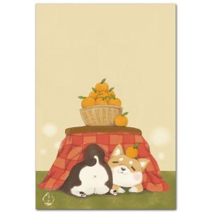 可愛いポストカード こたつ柴犬 アニマル絵葉書 年賀状｜shop-wadouraku