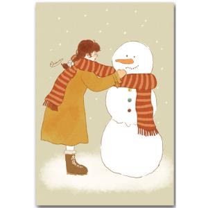 リナポストカード 雪だるまと女の子 かわいい絵葉書｜shop-wadouraku