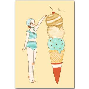 リナポストカード アイスクリームと背くらべ かわいい絵葉書｜shop-wadouraku