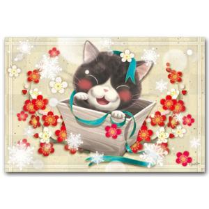 猫のイラストポストカード 冬の贈り物　ねこポストカード｜shop-wadouraku