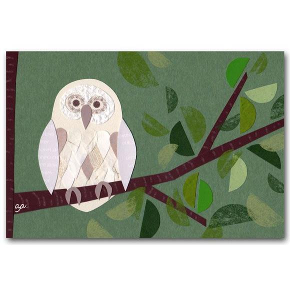 かわいい絵葉書 白ふくろう 和風ポストカード