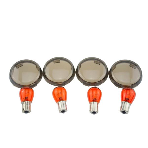 ハーレー ウインカー レンズ 電球 4個 ターンシグナル ライト スモーク カバー ツーリング ダイ...