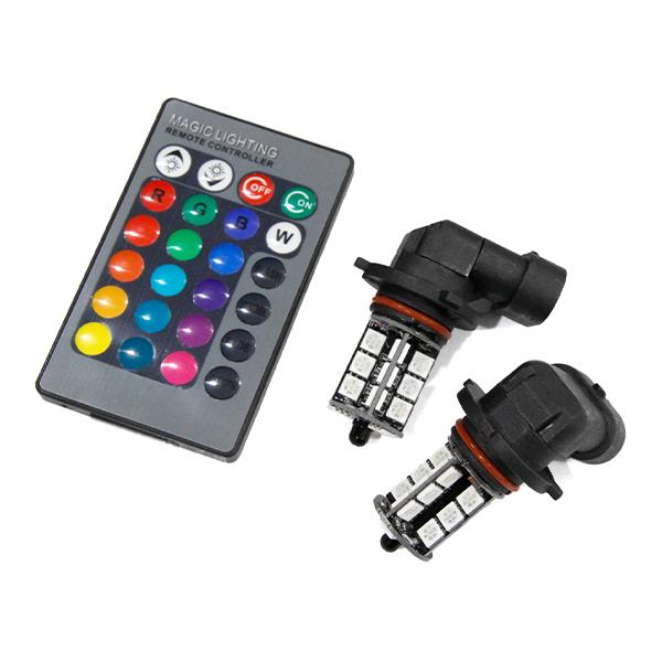 ю 16色点灯! 高輝度 LED フォグランプ バルブ HB4 27SMD 3chip 左右 2個 ...