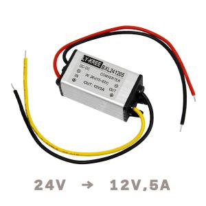 ю 【メール便】DC-DC コンバーター [ 24V ]→[ 12V 5A ] 1個 デコデコ ユニット ドラレコ レーダー探知機 電圧変換 変圧 変換 降圧変換