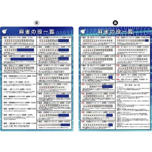 麻雀A4下敷き (役一覧表)