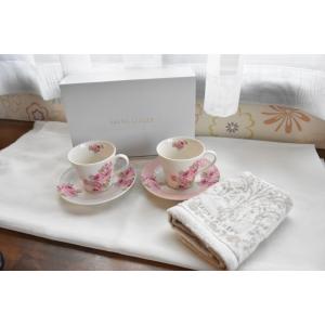 ローラアシュレイ ペア コーヒーカップ＆ソーサー2客 タオルセット LAURA ASHLEY C&amp;S...