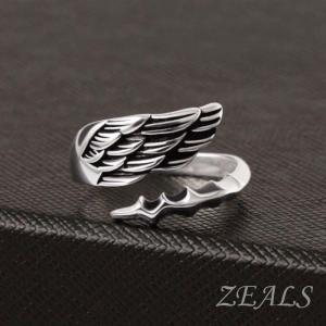 シルバーアクセサリー フェザー 羽 翼 天使 リング 指輪 SILVER925 フリーサイズ オープンリング｜SHOP ZEALS