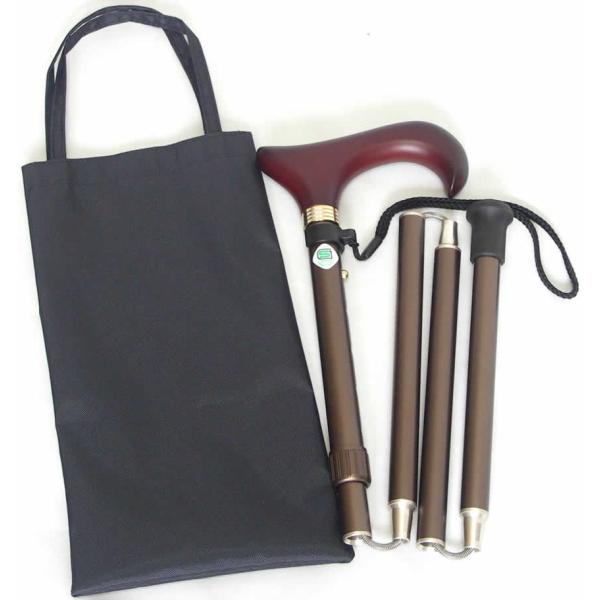 従来の中ゴム式の折りたたみステッキとは異なり、簡単に折りたためる「折りたたみ伸縮ピンステッキ（杖）T...