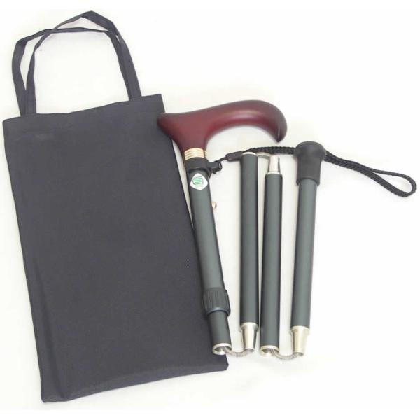 従来の中ゴム式の折りたたみステッキとは異なり、簡単に折りたためる「折りたたみ伸縮ピンステッキ（杖）T...