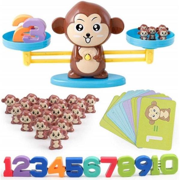 猿 すうじてんびん 天秤 知育玩具 重さ 数 数字 計算 算数 学習 てんびん 子供 キッズ 足し算...