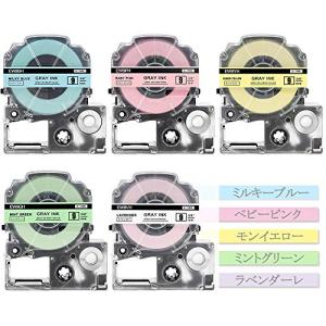 ガーリーテープ 9mm ソフト グレー文字 互換 テプラ キングジム pro テープカートリッジ ベビーピンク ミルキーブルー ミントグリーン ラベン