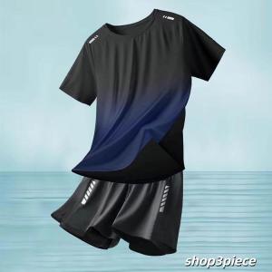 水着 メンズ 上下セット 半袖Tシャツ ハーフ...の詳細画像1