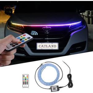 シーケンシャル LEDテープライト 車 流れる LED RGB デイライト フルカラー 防水 IP65 レインボー 12V 両面テープ 外装 車外 スマホ リモコン (車用フロント)