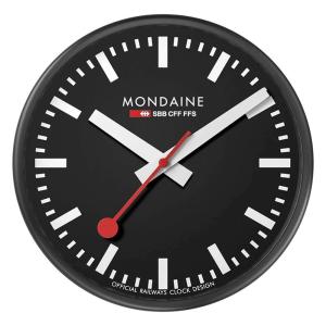モンディーン 正規品 MONDAINE スイス国鉄認定 ウォールクロック ブラック A990.CLO...