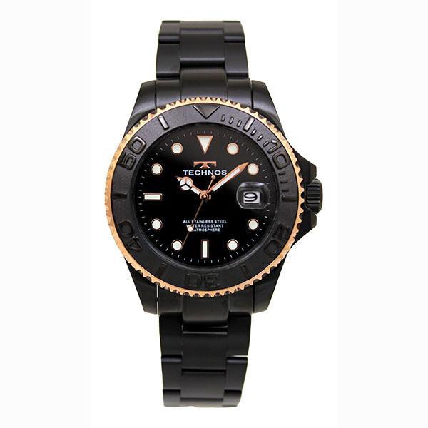 TECHNOS 国内正規品 即納 テクノス １００周年記念モデル ダイバー オールブラック PGベゼ...