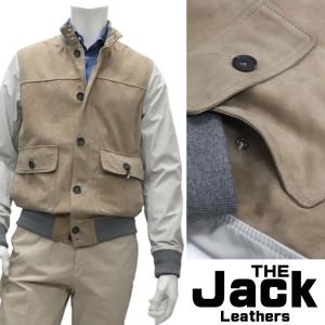 THE JACK Leathers ザ・ジャックレザー スプリングレザー ヴァルスター型ブルゾン メンズ 春夏秋 本革 レザー 　ナイロン切り返し ジャケット 革ジャン 春レザー｜shopbios