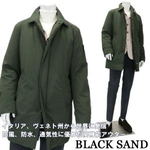 BLACKSAND ブラックサンド ナイロン バルカラーコート アウター 高機能中綿 ステンカラーコート ミリタリーグリーン 防水 防風 防寒 メンズ 秋冬