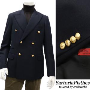 SartoriaPisthes  by I.J.I unit 製 紺ブレザー イタリアンテーラード ネイビージャケット メンズ 秋冬 ゴールド ビンテージ メタルボタン 80年代リファイン｜shopbios