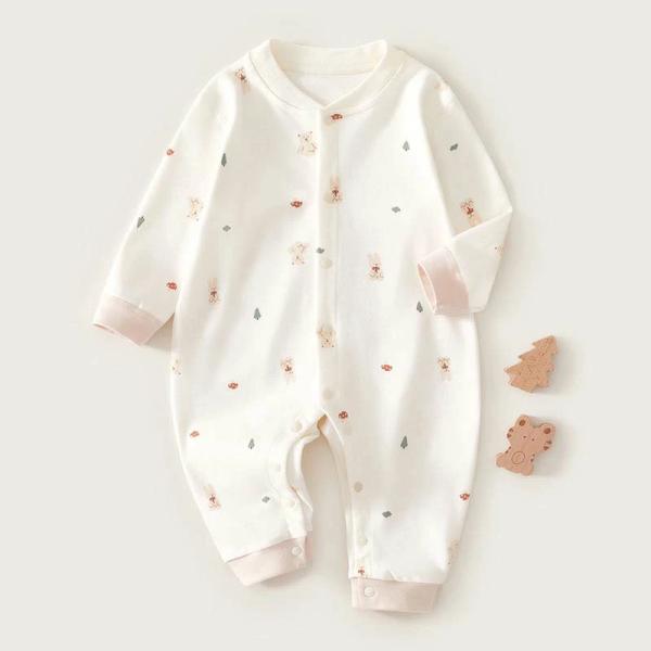 ロンパース ベビー服 綿100％ コットン 新生児 ベビーロンパース 長袖 66cm 73cm 80...