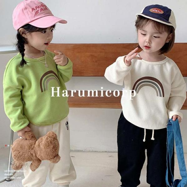 長袖 Tシャツ キッズ ベビー服 男の子 女の子 トップス カットソー クルーネック 春服 秋物 子...