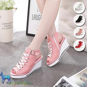 厚底スニーカー ヒールスニーカー レディースサンダル ハイヒール レースアップシューズ ウェッジソール カジュアルシューズ レースアップ 美脚 疲れない Wan510 ショップbmbm 通販 Yahoo ショッピング