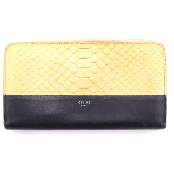 CELINE セリーヌ パイソン切替 レザーウォレット 長財布 アイボリー