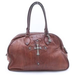 CHROME HEARTS クロムハーツ MEDIUM GYM BAG ミディアム クロスボール ラージクロス 現行型チャーム レザー ジムバッグ ブラウン