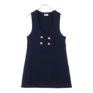 CELINE セリーヌ Tunic Mini Dress in Interlock Wool インターロックウール チュニックミニドレス ネイビー レディース 2ADKG864Z