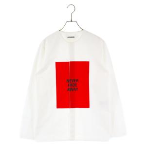 JIL SANDER ジルサンダー NEVER FADE AWAYプリントノーカラー長袖シャツ ホワイト｜shopbring