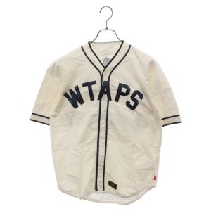 WTAPS ダブルタップス 16SS LEAGUE SS SHIRT COTTON OXFORD ロゴ刺繍半袖ベースボールシャツ ホワイト 161GWDT-SHM09｜shopbring