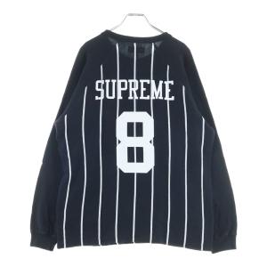 SUPREME シュプリーム 24AW STRIPE RAGLAN L/S TOP ストライプ ラグラン バッグプリント 長袖カットソー ブラック/ホワイト