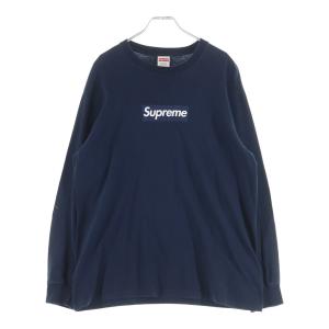 SUPREME シュプリーム 20AW Box Logo L/S Tee ボックス ロゴ クルーネック長袖カットソー ネイビー