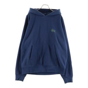 STUSSY ステューシー ワンポイントロゴプリント プルオーバー長袖スウェットパーカー ネイビー