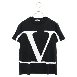 VALENTINO ヴァレンチノ Vロゴプリント 半袖Tシャツ クルーネックカットソー ブラック SV3MG02T5F6