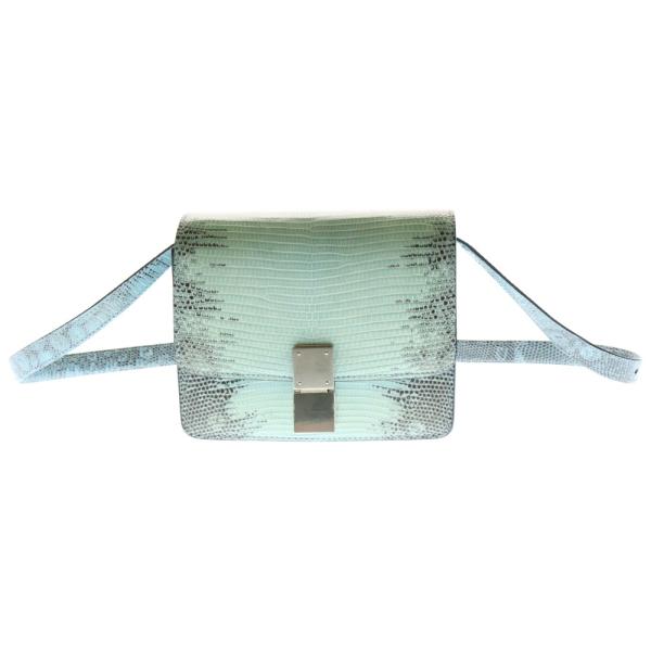 CELINE セリーヌ クラシックボックス レザー ショルダーバッグ ブルー