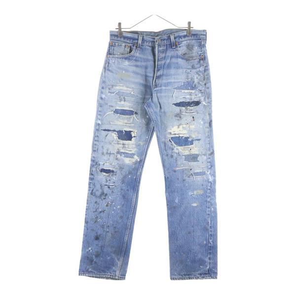 OVER DESIGN オーバーデザイン リーバイス 501 USA製 リメイクデニムパンツ ダメー...