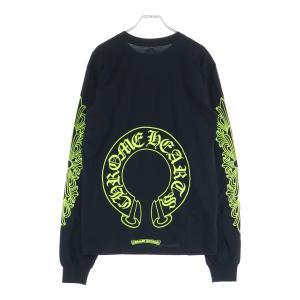 CHROME HEARTS クロムハーツ 袖フローラルクロス ホースシュー プリント クルーネック 長袖Tシャツ ブラック/ライトグリーン