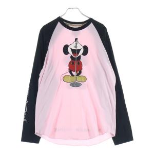 SUPREME シュプリーム 25AW × Number Nine ミッキーフロントラメプリント クルーネック 長袖Tシャツ ピンク/ブラック