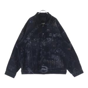 BALENCIAGA バレンシアガ 25AW クレヨングラフィックデザイン オーバーサイズ デニムジャケット Gジャン ブラック E62U 857181 TTWA8