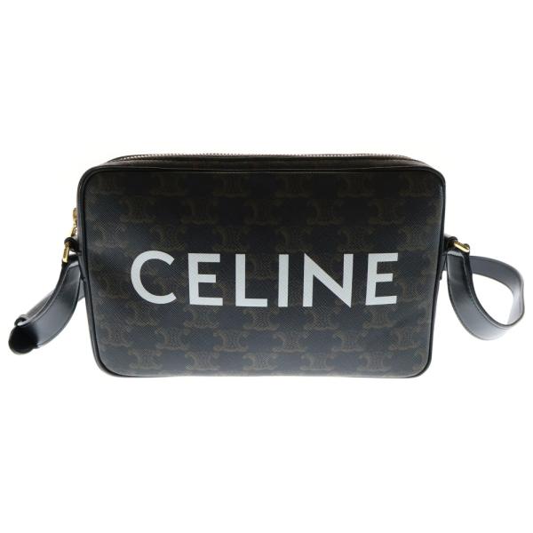 CELINE セリーヌ トリオンフ ロゴプリント PVC レザー メッセンジャーショルダーバッグ ブ...