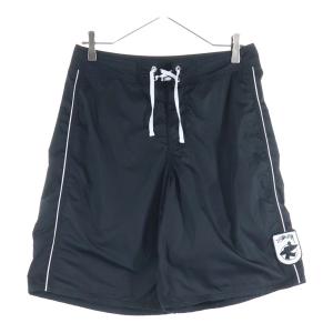 STUSSY ステューシー サーフマン ロゴ刺繍 ナイロン ハーフ ショートパンツ ショーツ ブラック