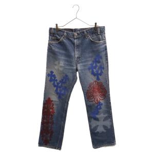 CHROME HEARTS クロムハーツ×LEVI'S ステンシル ペイントデザインクロスパッチ付きデニムパンツ リーバイス インディゴ/ブルー/レッド｜shopbring